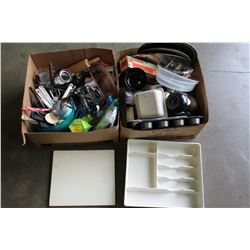 TWO BOXES OF KITCHEN ITEMS