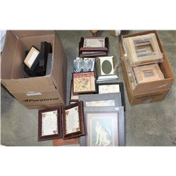 BOX OF SMALL FRAMES AND BOX OF SMALL FRAMED PICTURES