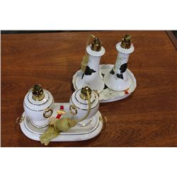 2 ITALIAN PORCELAIN PERFUME DRESSER SETS