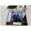 Image 1 : LEADED CONVEX GLASS SHADOW PICTURE AND ANTIQUE CHINA