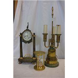 BRASS LAMP AND CLOCK AND TIMER