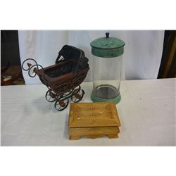 REPRODUCTION BUGGY CARVED BOX AND CANDY JAR
