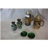 Image 2 : TWO VINTAGE BEER STEINS CLOISONNE VASES AND ENAMEL OVER METAL CANDLESTICKS