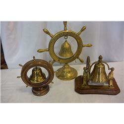 THREE BRASS SHIP BELLS
