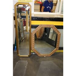 TWO FRAMED WALL MIRRORS