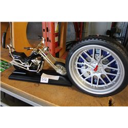 MOTORCYCLE CLOCK AND TIRE CLOCK