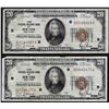 Image 1 : Lot of (2) 1929 $20 Federal Reserve Bank of New York National Currency Notes