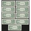 Image 2 : Lot of (9) 1969 $1 Federal Reserve Notes Uncirculated