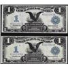 Image 1 : Lot of (2) Consecutive 1899 $1 Black Eagle Silver Certificate Notes