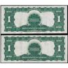 Image 2 : Lot of (2) Consecutive 1899 $1 Black Eagle Silver Certificate Notes