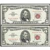 Image 1 : Lot of (2) 1963 $5 Legal Tender Notes