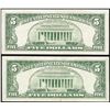 Image 2 : Lot of (2) 1963 $5 Legal Tender Notes