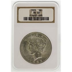 1923 $1 Peace Silver Dollar Coin NGC MS65