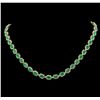Image 1 : 14KT Yellow Gold 19.60ctw Emerald and Diamond Necklace
