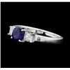 Image 2 : 14KT White Gold 0.85ct. Natural Blue Sapphire and Diamond Ring