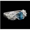 Image 2 : 18KT White Gold 1.80ct Blue Zircon and Diamond Ring