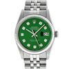 Image 7 : Mens Rolex 36mm Stainless Steel Green Diamond Datejust Wristwatch