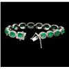 Image 4 : 14KT White Gold 10.63ctw Emerald and Diamond Bracelet