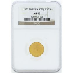 1926 $2 1/2 American Sesquicentennial Gold Coin NGC MS63