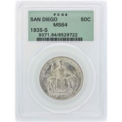 1935-S San Diego Commemorative Half Dollar Coin PCGS MS64