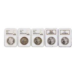 Lot of (5) 1881-S $1 Morgan Silver Dollar Coins NGC MS64