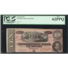 Image 1 : 1864 $10 Confederate States of America Note T-68 PCGS New 62PPQ