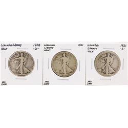 Set of (3) Walking Liberty Half Dollar Key Date Coins