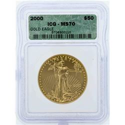 2000 $50 American Gold Eagle Coin ICG MS70