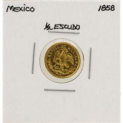 1858 Mexico 1/2 Escudo Gold Coin