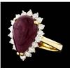 Image 2 : 14KT Yellow Gold 7.19ct Ruby and Diamond Ring