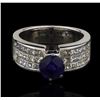 Image 1 : 18KT White Gold 1.61ct Blue Sapphire and Diamond Ring