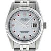 Image 1 : Mens Rolex 36mm Stainless Steel MOP Ruby String Diamond Datejust Wristwatch