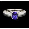 Image 1 : 14KT White Gold 0.85ct Tanzanite and Diamond Ring
