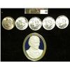 Image 1 : "John Deere" Bust plaque which appears to have been removed from something; & (5) 1964 P Silver Kenn