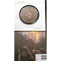 1844 U.S. Large Cent, EF, discolored.