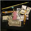 Image 2 : Watch Mesh Chain for a Fob; miniature Sword; Hat Pin; small perfume with no cap; braided leather wat