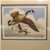 Image 2 : 12" x 14" Oak framed Maynard Reece 1983 Print No. 352/950 of a Painting of Canada Geese. Hand signed