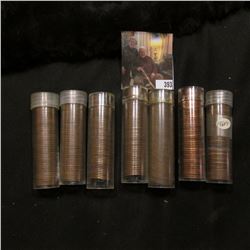 Solid Date rolls of circulated Lincoln Cents including 1926P, 28P, 39P, 44S, 50S, 55S, & 62D. (7 rol