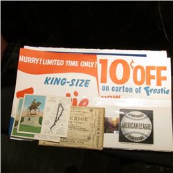 Heavy paper sign "Hurry! Limited Time Only! King-Size Frostie 10c Off on carton of Frostie Now 6 (pl