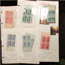 U.S. Mint, unused U.S. Plateblocks: Scott # 1004, 1006, 1009, 1010, 1011, 1021,  1027, 1028, 1062, 1