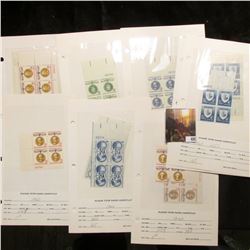 1957-60 Plate Blocks of Four Scott #1104, 1107, 1110, 1111, 1113, 1114, Pair of 1118, 1125, 1126, 11