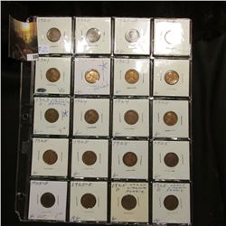 Sheet of 20 AG-F Lincoln Cents - 2-1920, 2-20 D, 1-21, 22 D, 2-23, 23 S, 3-24, 4-25, 4-25 D