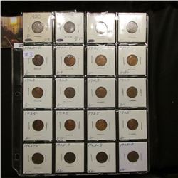 Sheet of 20 AG-VF Lincoln Cents - 1-1920, 3-20 D, 2-20 S, 2-21, 4-23, 4-25, 4-25 D