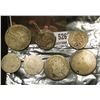 Image 2 : 7 pieces of old silver coins, some foreign, some unable to identify, most without dates, but all bel