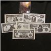 Image 1 : Five-Piece Set of Miniature Currency Obsolete Bank notes. Green backs, black faces.