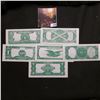 Image 2 : Five-Piece Set of Miniature Currency Obsolete Bank notes. Green backs, black faces.
