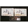 Image 1 : Pair of 1981 Artist Signed Iowa Migratory Waterfowl Five Dollar Stamp, signed by Brad Reece.