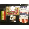 Image 1 : Pair of "From U.S.A. For Mutual Defense" Shields with stars and stripes; Silk Ribbon "Italy"; silk f