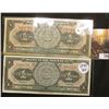Image 1 : Series L 1943 & Series CP 1950 Mexico One Peso Banknotes, CU & VF.