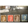 Image 1 : Set of (4) 1930 era Adolph Hitler German Deutsches Reich Stamps attached to black paper, 3 pfennig, 